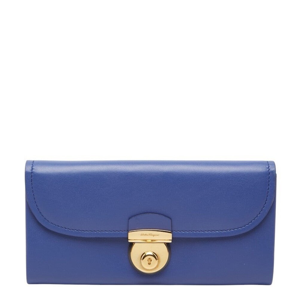Salvatore Ferragamo Leather Long Wallet Light Blue